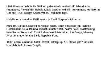 Hotell Olüpmia ajalugu läbi aastakümnete #5