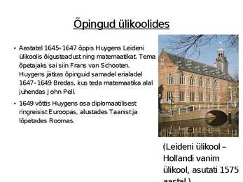 Christiaan Huygens - Sladi töö #4