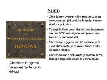 Christiaan Huygens - Sladi töö #8