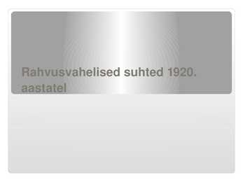 Rahvusvahelised suhted 1920-aastatel
