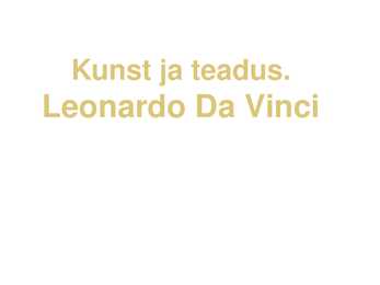 Kunst ja teadus-Leonardo Da Vinci