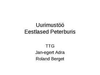 Uurimustöö Eestlased Peterburis