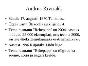Rehepapi kokkuvõte #2