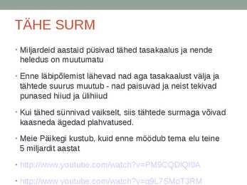TÄHED JA NENDE FÜÜSIKALISED OMADUSED #6