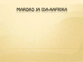Maroko ja Ida-Aafrika