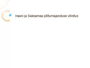 Iraani ja Saksamaa põllumajanduse võrdlus