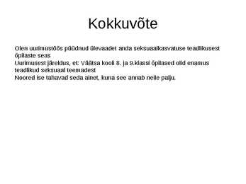 Seksuaalkasvatus #9