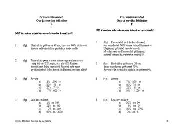 PROTSENT ÜLESANDED #13