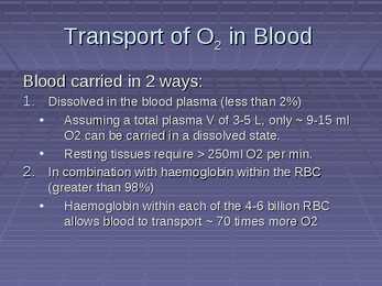 Exercise Physiology - lecture 4 Blood-gas exchange-transport #4