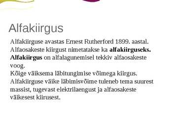 Alfalagunemine ja alfakiirgus #6
