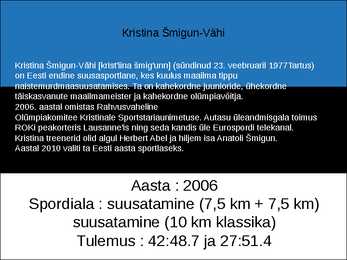 EESTI OLÜMPIAVÕITJAD #20