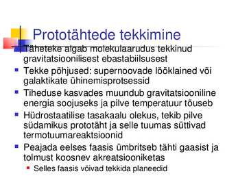 Tähtede tekkimine ja evolutsioon #4