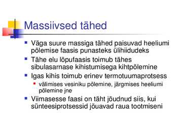 Tähtede tekkimine ja evolutsioon #9