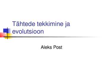 Tähtede tekkimine ja evolutsioon