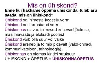 ÜHISKONNAÕPETUS #2