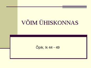 VÕIM ÜHISKONNAS