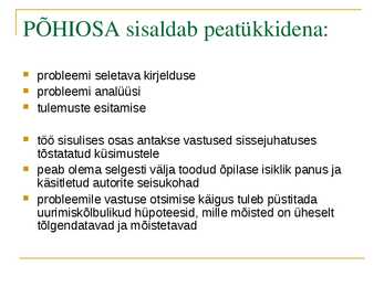 Soovitusi uurimustööks #14