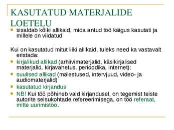 Soovitusi uurimustööks #16