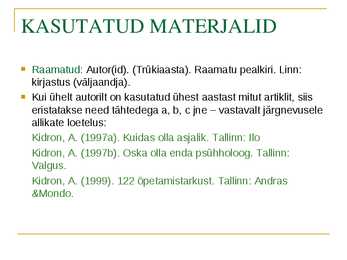 Soovitusi uurimustööks #21