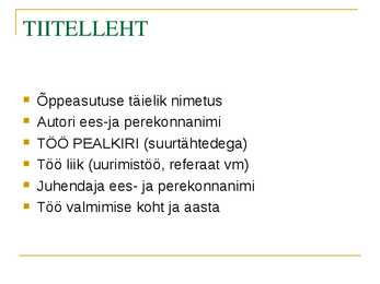 Soovitusi uurimustööks #8