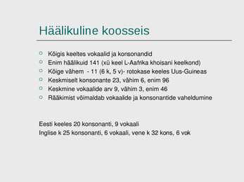 Hääliku süsteemid #2
