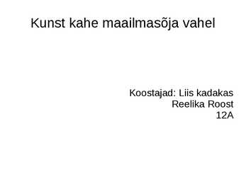 Kunst kahe maailmasõja vahel