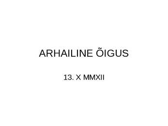 Arhailine õigus
