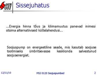 Soojuspumbad Konspekt #2