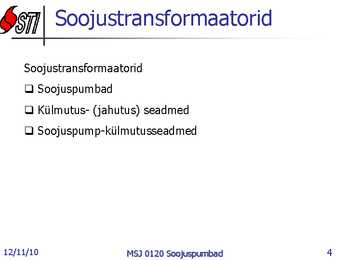 Soojuspumbad Konspekt #4