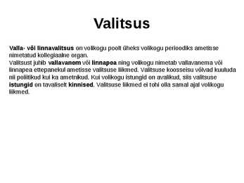 Valitsus ja kohalik omavalitsus #27