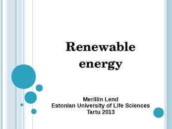 Renewable energy
