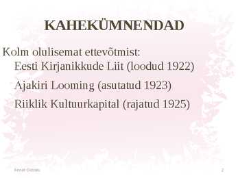 Kirjanduselu 1922-1940 #2
