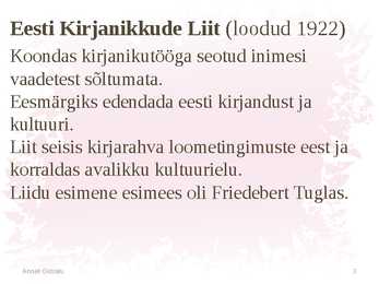 Kirjanduselu 1922-1940 #3