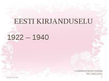 Kirjanduselu 1922-1940