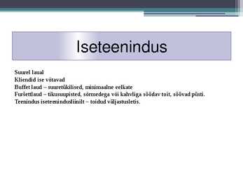 Teeninduse liigid toitlustuses #2