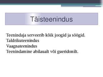 Teeninduse liigid toitlustuses #4