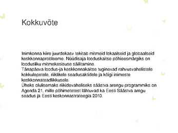 Säästev areng ja keskkonnapoliitika #9