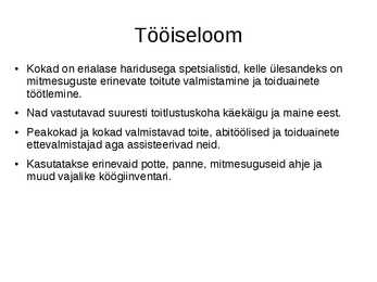 Koka kutseala kirjeldus #2