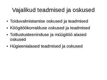 Koka kutseala kirjeldus #5
