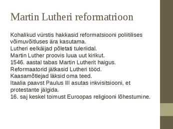 Reformatsioon #5