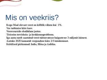Veekriis ja veekogude reostumine ning sellega kaasnevad probleemid #2