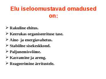Elu tunnused #17