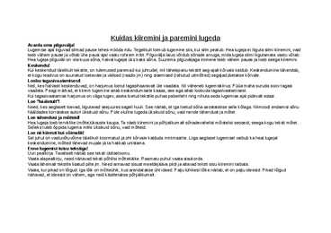 Kuidas kiiremini ja paremini lugeda
