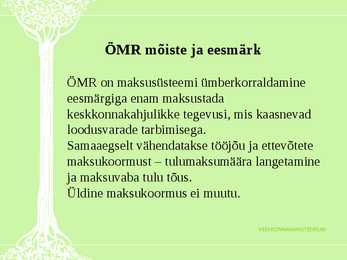 Ökoloogiline maksureform-ÖMR-tarbimise mõjutajana #12