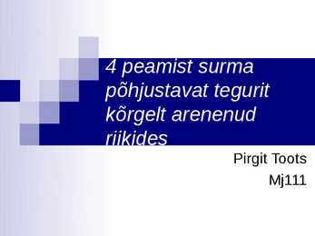 4 peamist surma põhjustavat tegurit kõrgelt arenenud riikides