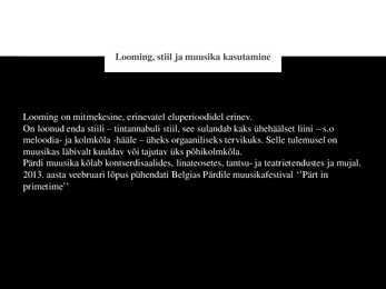 Arvo Pärdi elust ja loomingust #4
