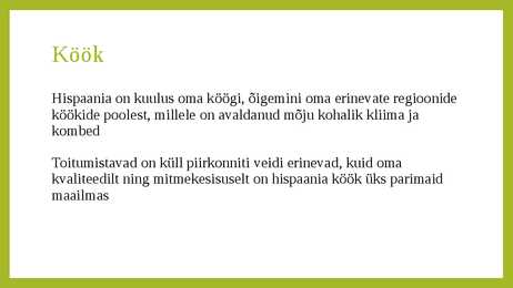 Hispaania toitumistava #2
