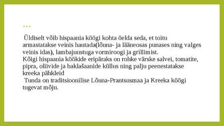 Hispaania toitumistava #3