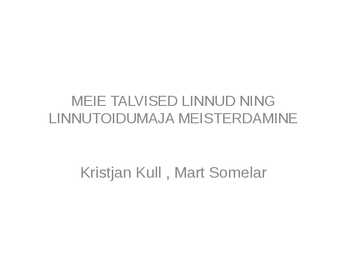 MEIE TALVISED LINNUD NING LINNUTOIDUMAJA MEISTERDAMINE