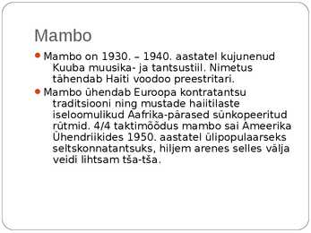 Tants Mambo #2
